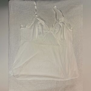 Shadowline White Elegant Lace Trim Cami Top Size 38 Feminine Retro Chic Camisole